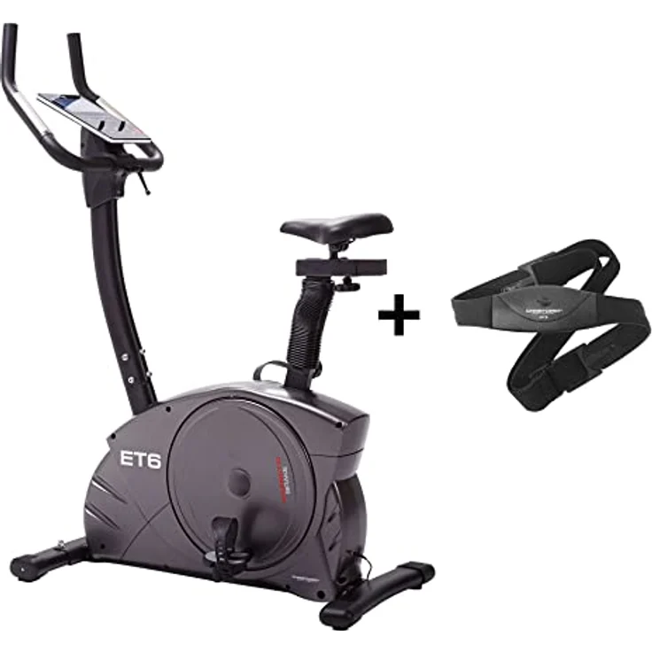 Christopeit Sport Ergometer Heimtrainer ET 6 inkl. Pulsmessgurt - 24-Stufig, bis 150kg Gewicht, 12kg Magnet-Bremssystem, LCD-Display – Bild 1