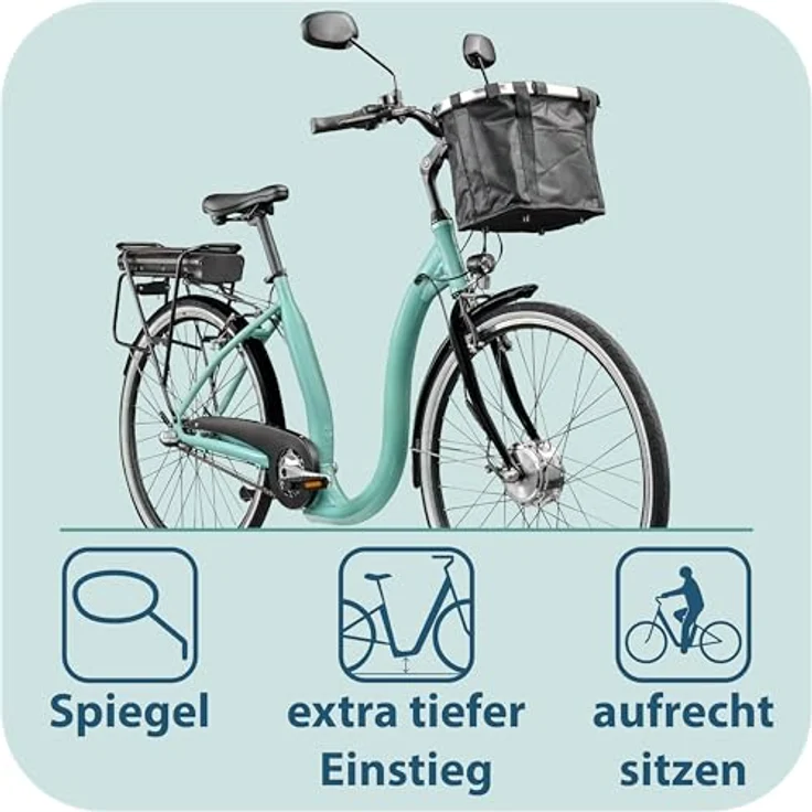 Tretwerk Linea E-Bike, 28 Zoll Tiefeinsteiger Damen Fahrrad mit 250W Nabenmotor, 95 km Reichweite, grün – Bild 5