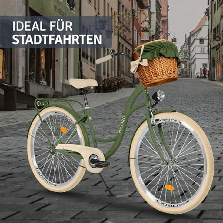 Milordbikes City-Fahrrad, Grün, Metall, 46 cm, leichtgängige 700C Reifen, 17 kg, inkl. Träger und Werkzeug – Bild 6