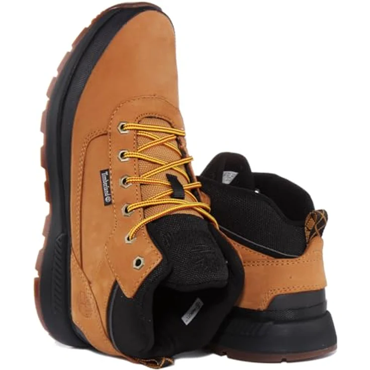 Timberland Wanderschuhe, knöchelhoch aus Nubukleder/Textil, in Wheat, mit profiliertem Gummisohle und Schnürung – Bild 4