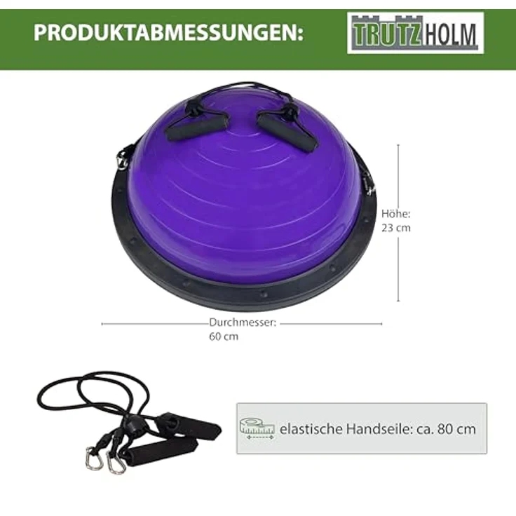 Baumarktplus TRUTZHOLM Yoga Balance Trainer Balancetrainer mit Expander und Fußpumpe, lila, vielseitig und umkehrbar, rutschfest, portabel – Bild 2