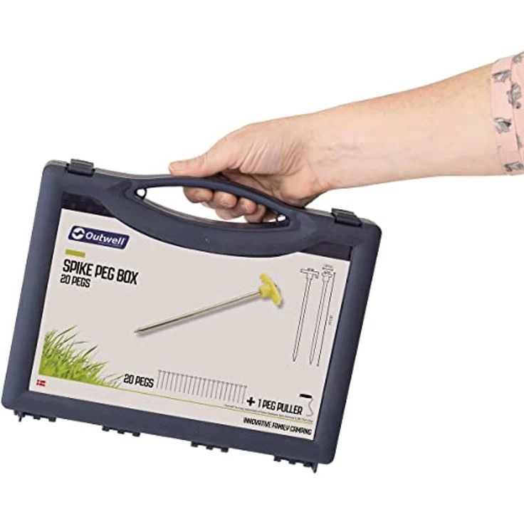 Outwell Stahlheringe Box, Zelt-Heringe aus Stahl, Länge: 20.5 cm, inkl. Heringauszieher, Farbe: Silber – Bild 2