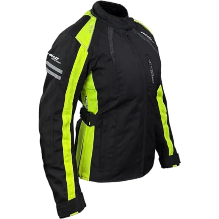 Roleff RO981 Damen Motorradjacke, schwarz-neongelb, wasserdicht, atmungsaktiv mit Protektoren, Größe L – Bild 8