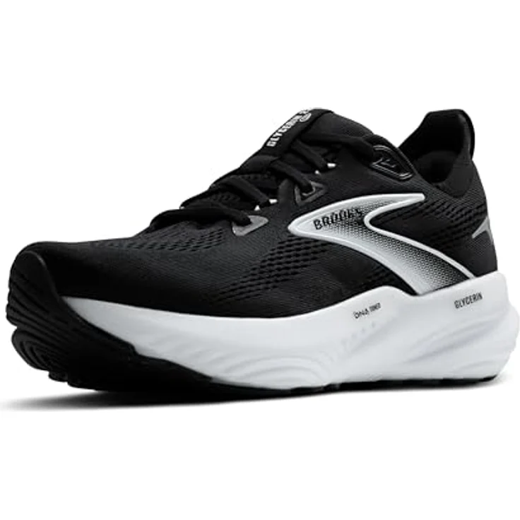 Brooks Glycerin 22 Herren Laufschuhe, neutrale Joggingschuhe mit atmungsaktivem Mesh-Obermaterial, dämpfender DNA Tuned-Technologie, black/grey/white, Größe 42,5 – Bild 1