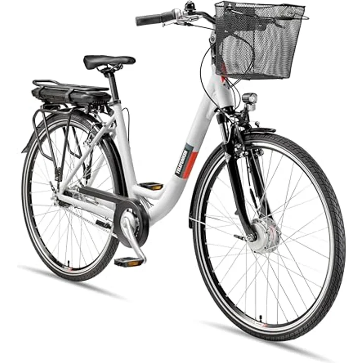 TELEFUNKEN City E-Bike RC667, 28 Zoll Pedelec für Damen & Herren mit 250W Frontmotor, 536,5 Wh Akku, 7-Gang Nabenschaltung, V-Bremse & Rücktritt, StVZO-konform, Weiß – Bild 1