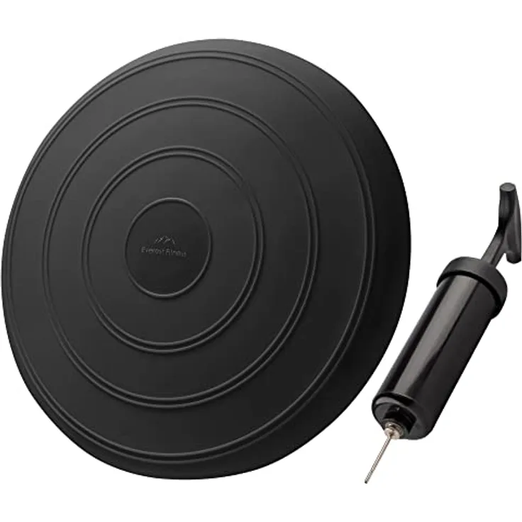 EVEREST FITNESS Balance Kissen - Luftkissen mit 33 cm Durchmesser - Ballsitzkissen zur Stärkung der Balance - Orthopädisches Sitzkissen zur Linderung von Rückenschmerzen, Balance Pad - Schwarz