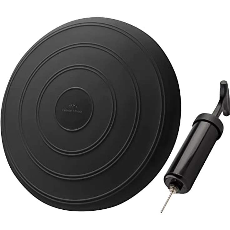 EVEREST FITNESS Balance Kissen - Luftkissen mit 33 cm Durchmesser - Ballsitzkissen zur Stärkung der Balance - Orthopädisches Sitzkissen zur Linderung von Rückenschmerzen, Balance Pad - Schwarz – Bild 1