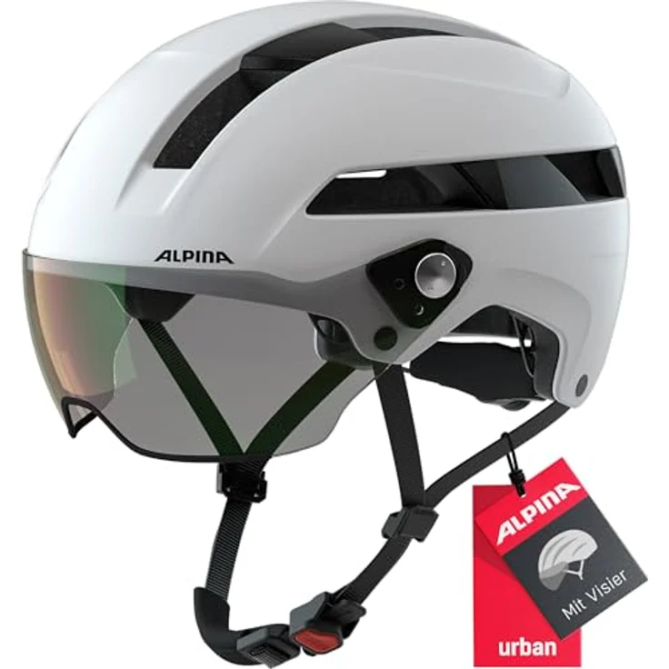 Alpina SOHO Visor V, Urban Fahrradhelm für City-Fahrer, weiß, 51-56 cm, mit Hi-EPS und 9 Lüftungsöffnungen – Bild 1