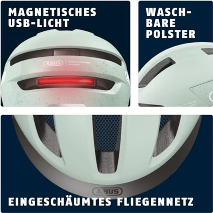 ABUS Purl-Y ACE Fahrradhelm mit LED-Licht, Mint Green, Größe S, NTA-Norm konform, höhenverstellbar, leichtgewichtig, waschbare Innenpolster – Bild 4