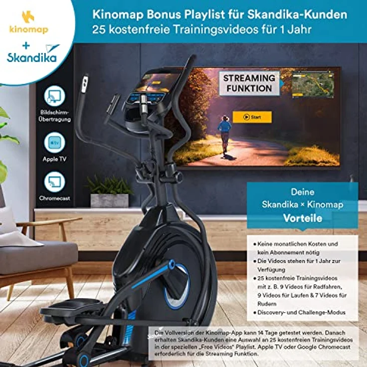 Skandika Crosstrainer CardioCross Conqueror, Premium Ellipsentrainer | 25kg Schwungmasse, App-Kompatibel mit Kinomap, 31 Programme, 32 Stufen, Pulsmessung, Höhenverstellung | max. 150kg – Bild 2