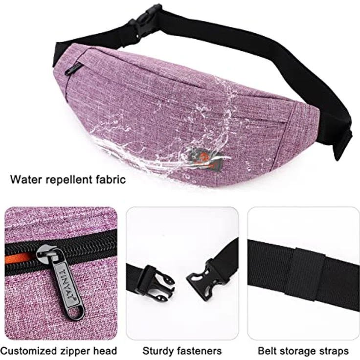 TINYAT Gürteltasche Bauchtasche T201, Wasserabweisende Handy Hüfttasche für Wandern und Outdoor Aktivitäten, lila – Bild 5