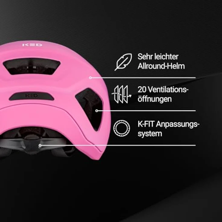 KED MTB-Fahrradhelm EMBRACE, VIOLET PINK MATT, höhenverstellbares Visier, Inmold-Technologie – Bild 2