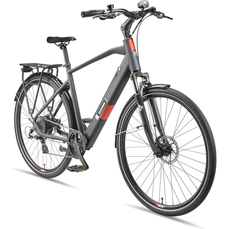 Telefunken E-Bike XT490, 28 Zoll Trekking Pedelec mit 250 W Heckmotor, 8-Gang Kettenschaltung & Scheibenbremsen, integrierter 417,6 Wh Akku, granitgrau – Bild 1