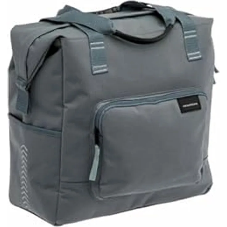 New Looxs Tulum Camella Fahrradtasche, 24,5L, für E-Bikes geeignet, recyceltes Polyester, grau-grün, leicht fixierbare Befestigungshaken