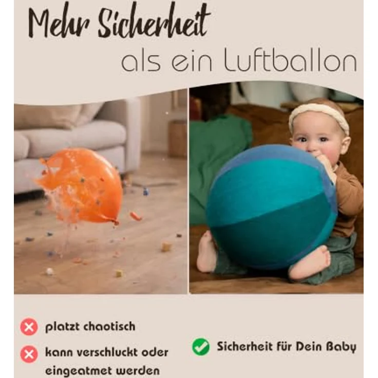 Hoppediz Spielball Luftballon-Hülle, inkl. 2 Ballons, Ø 25 cm, platzsparend und leicht – Bild 6