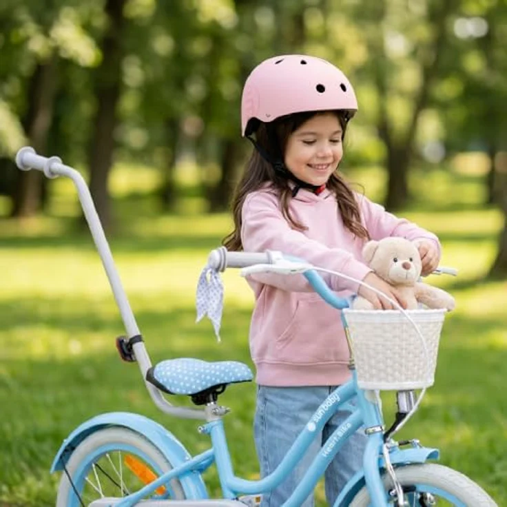 Sun Baby Kinderfahrrad Silver Moon 16 Zoll Mädchenfahrrad mit Stützrädern, Blau – Bild 8