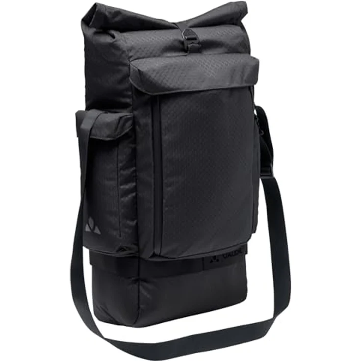 Vaude Velotasche, 27 l Gepäckträgertasche im Messenger Style mit Rolltop-Verschluss, Laptopfach für 15,6", wasserabweisend, Schwarz – Bild 1