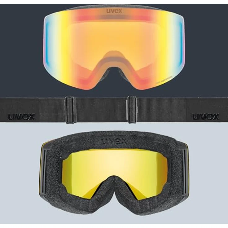 Uvex provoqe FM, verspiegelte Skibrille mit Anti-Fog-Beschichtung und Over-The-Glasses-Konstruktion für Damen und Herren, black matt/rainbow-clear, one size – Bild 4