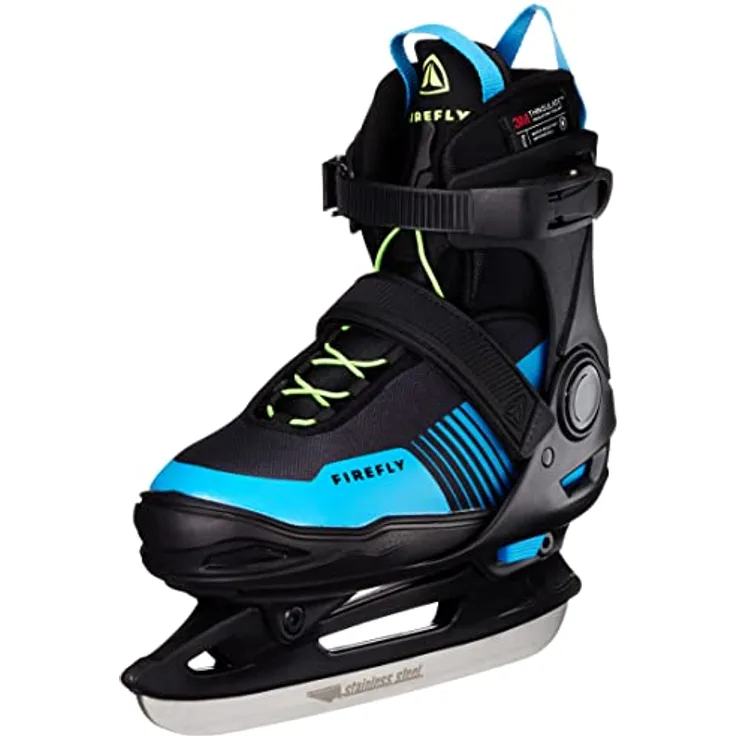 FIREFLY Unisex Jugend Flash IV Eishockeyschuhe, Black/Blue/Green, 33 - Speed Lacing-System, Powerstrap-Schnalle, hohe Wärmedämmung