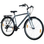 Rezzak 28 Zoll Cityfahrrad Herrenfahrrad, 21 Gang Drehschaltung, grau-schwarz, mit Aluminiumfelgen und V-Bremsen