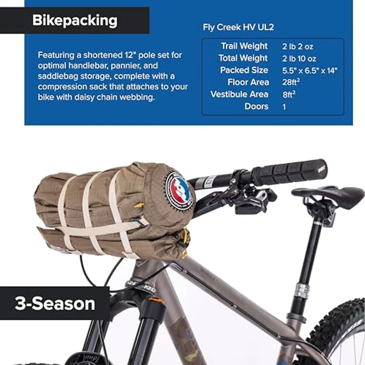 BIG AGNES Fly Creek HV UL2 Bikepack Zelt Lösungsgefärbt beige - Ultraleichtes Zelt für Fahrrad-Abenteuer mit UV-beständigem Gewebe – Bild 4
