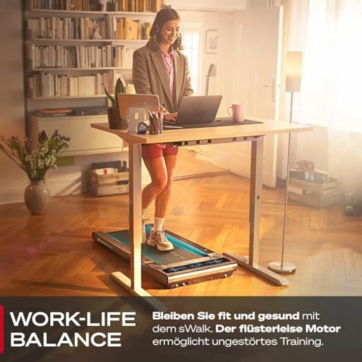 Sportstech sWalk Walking Pad Laufband mit LED - 1-6 km/h Geschwindigkeit, interaktives LCD-Display, App kompatibel - Flexibles Under Desk Schreibtisch Treadmill, Deutsche Qualitätsmarke – Bild 2