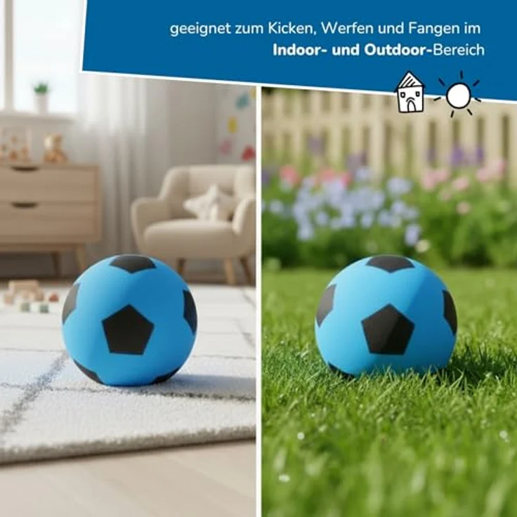 ALLDORO Schaumstoffball Ø 20 cm, blauer Fußball mit weichem Design, ideal für Kinder ab 0 Jahren – Bild 4