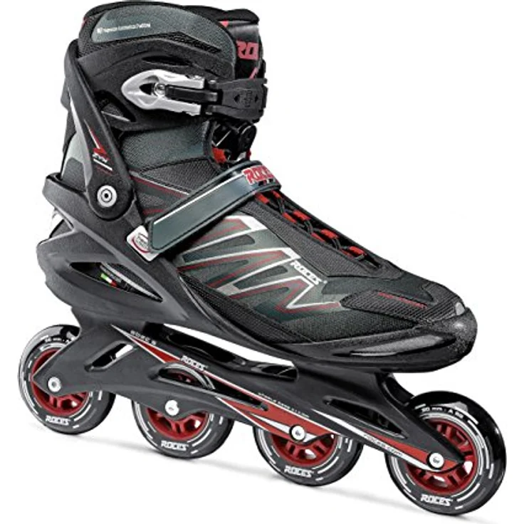 Roces Big Zyx 90 Inline-Skates, schwarz-rot, Größe 52, mit 90 mm Rollen und ABEC 5 Lagern, Easy Entry System und integrierter Bremse – Bild 1