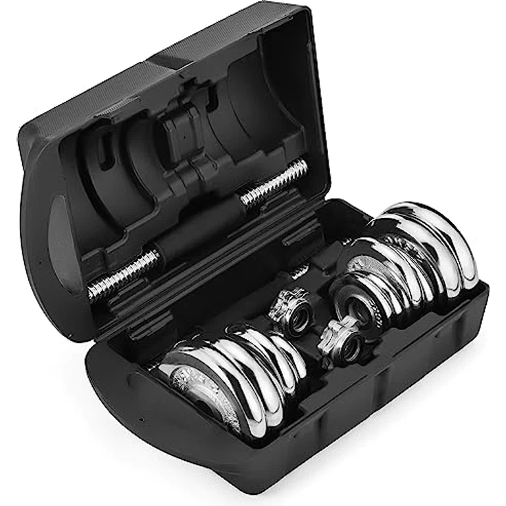 Gymtek Gusseisen Hantelset, 20kg Kurzhanteln 2er Set, Verchromten Hantelstange, Verstellbare Hanteln Set, Gewichte Hantel, Dumbbell Set, Kurzhantel Set für Krafttraining Zuhause, Verchromtes Gusseisen – Bild 4