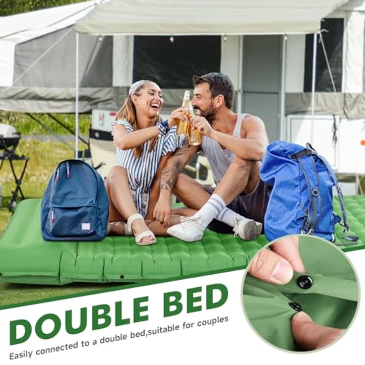 HiiPeak Isomatte Ultraleicht, aufblasbare Campingmatte mit Kopfkissen, Fußpumpe, 203 x 68 cm, kleines Packmaß 28 x 12 cm, 1.1 kg – Bild 5