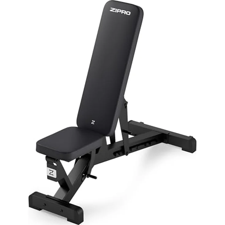 ZIPRO verstellbare Bank Pumpiron, Hantelbank Belastung 350kg, Fitnessbank mit 8-Fach verstellbaren Rückenlehne, Sitz 3-Fach Verstellbar, Sit Up Bank, schwarz – Bild 2