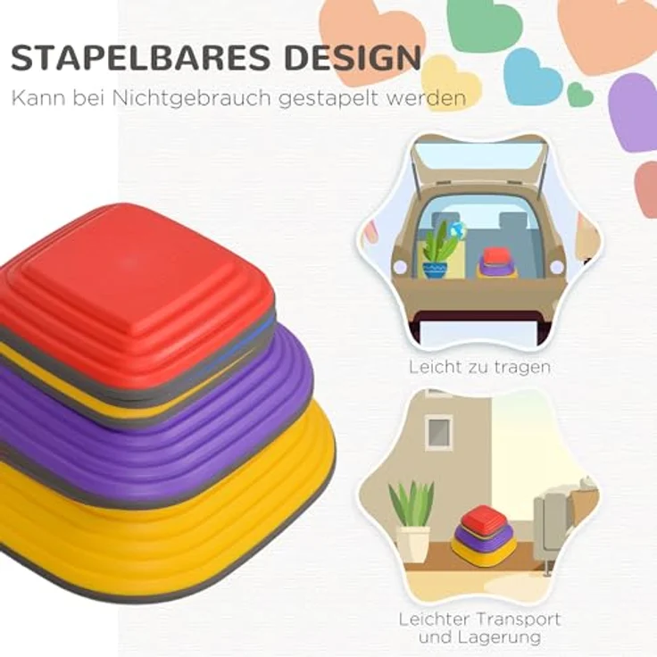 AIYAPLAY Flusssteine, 6-tlg. Balanciersteine quadratisch, stapelbar & rutschfest, bis 80 kg belastbar, bunt, für Kinder von 3-8 Jahren – Bild 4