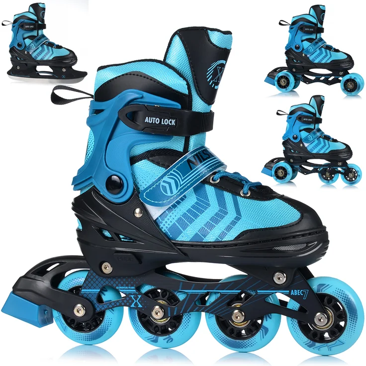 Nils Extreme Nh18192A Schwarz-Blau Gr.s(29-33) Schlittschuhe 4In1