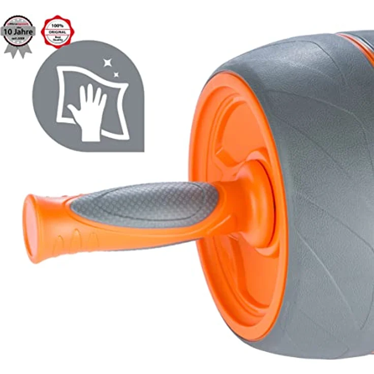 Ultrasport Premium Bauchtrainer AB, Bauchmuskeltrainer für Zuhause, zum Trainieren von Bauchmuskeln, Rücken und Schultern, Oberkörper-Roller mit gummierten Handgriffen, praktisches Sportgerät, orange – Bild 3