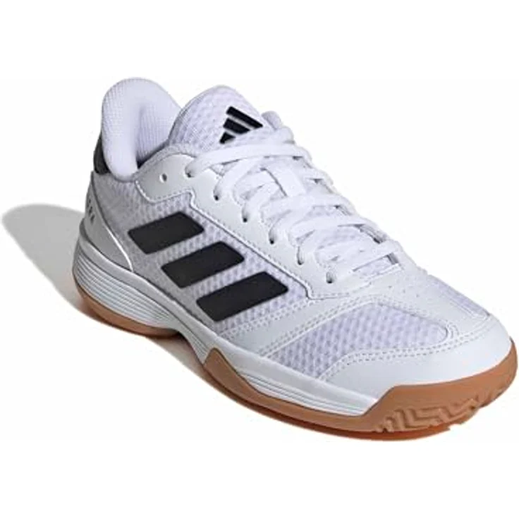 ADIDAS Ligra 8 K, Hallen-Turnschuhe aus atmungsaktivem Mesh mit dämpfender Zwischensohle, White/Black, Kindergröße 35 – Bild 3
