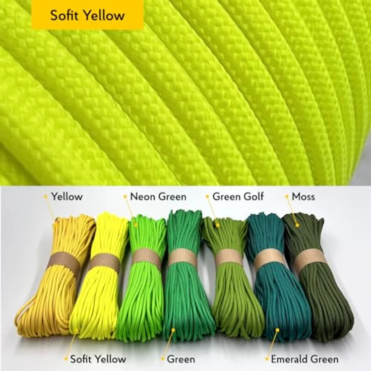 EdcX Paracord 4 mm, 550 Typ III, Sofit Yellow, 30 m, 100% Nylon, UV-beständig, ideal für Outdoor und DIY-Projekte – Bild 2