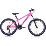 BERLIN BIKE Mountainbike MTB1 24 Zoll Kinderfahrrad für Mädchen, rosa, mit Aluminiumrahmen, 21-Gang-Schaltung, V-Bremsen und 90% Vormontierung