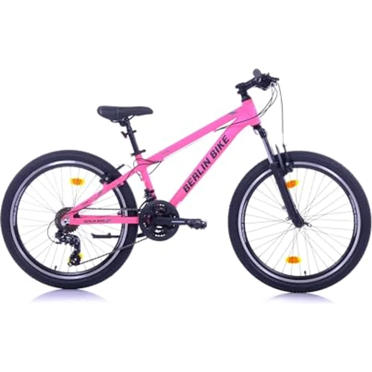 BERLIN BIKE Mountainbike MTB1 24 Zoll Kinderfahrrad für Mädchen, rosa, mit Aluminiumrahmen, 21-Gang-Schaltung, V-Bremsen und 90% Vormontierung – Bild 1