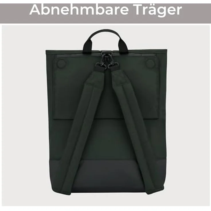 LARKSON Tammo Bike Fahrradtaschen für Gepäckträger, 2-in-1 Rucksack & Gepäckträgertasche, Dunkelgrün, wasserabweisend, 14-19 Liter Volumen, gepolstertes Laptopfach bis 15.6 Zoll – Bild 4