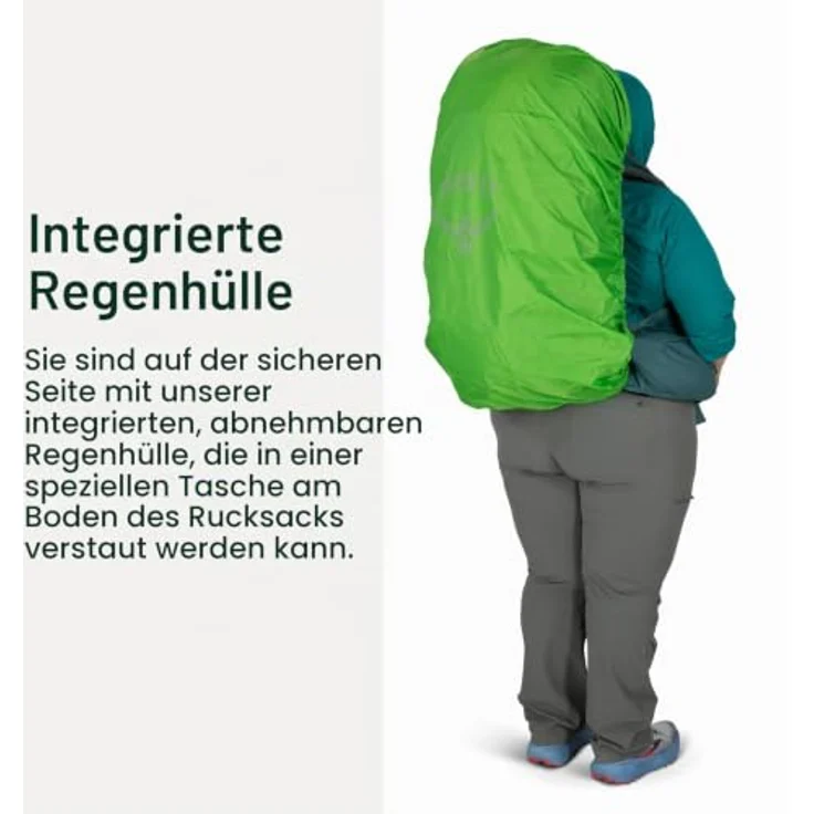 Osprey Renn Trekkingrucksack 70 cm, schwarz, 100% Polyester, 37 x 37 x 70 cm – Bild 5