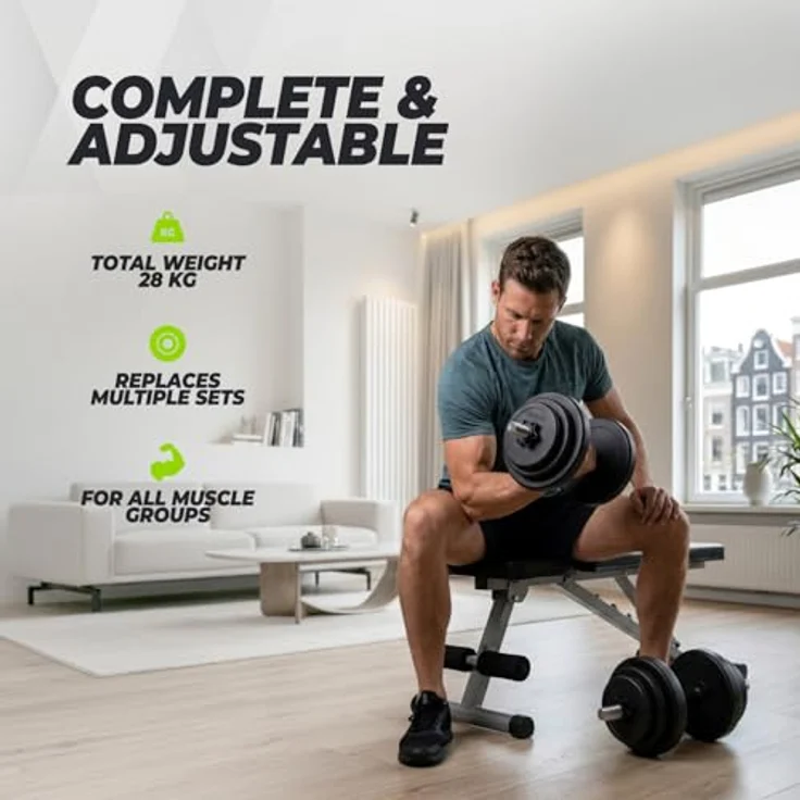 Virtufit einstellbares Hantel-Set, 2 Vinyl Hanteln von 14 kg bis 28 kg, inklusive 4 Hantelscheiben 25 mm, hohe Qualität und 2 Jahre Garantie – Bild 5