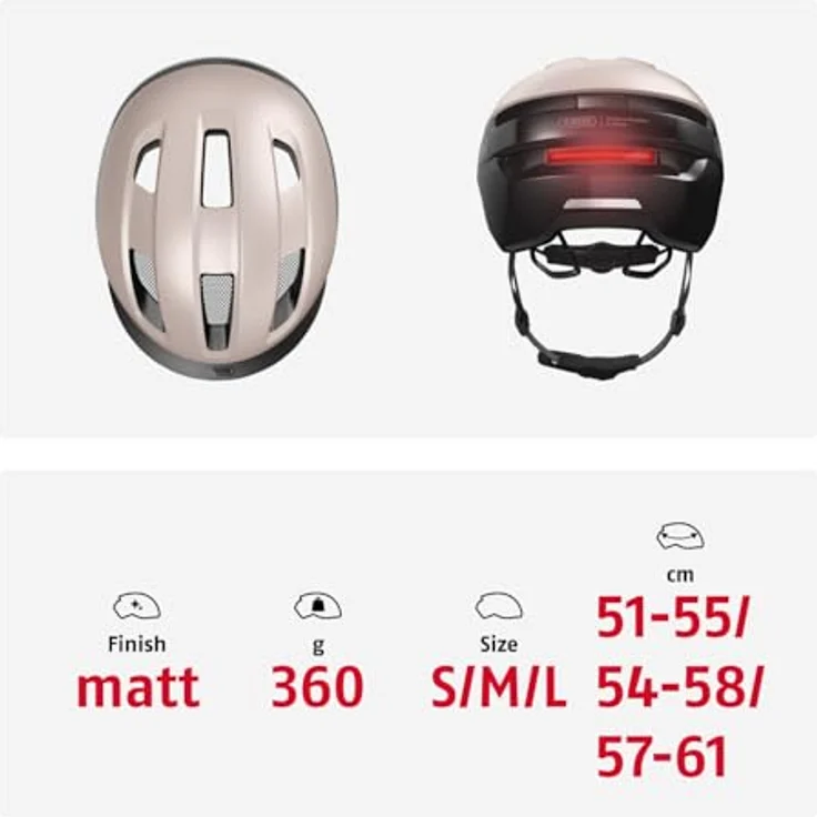 ABUS PURL-Y ACE Fahrradhelm mit LED-Licht, NTA-zertifiziert für E-Bikes und S-Pedelecs, beige, Größe M – Bild 5