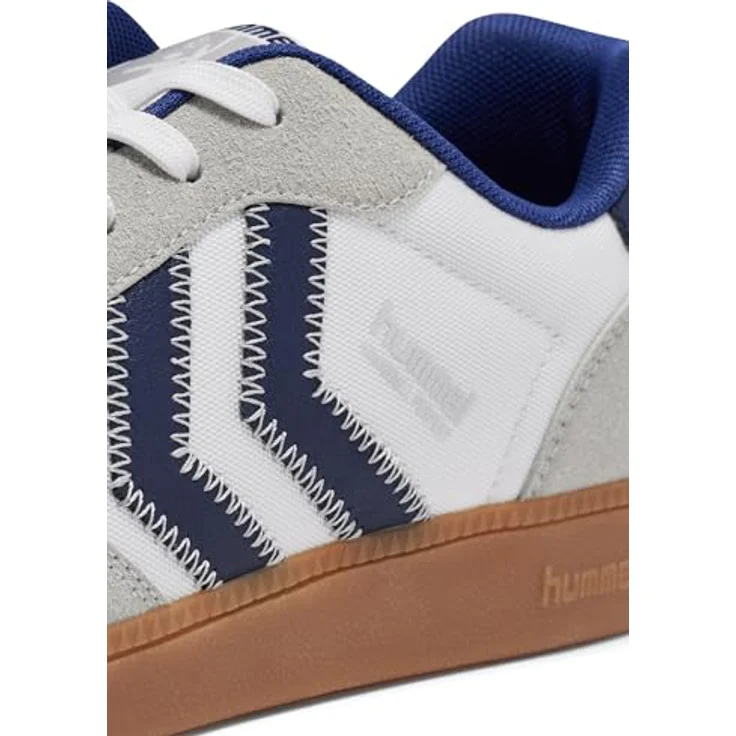 Hummel Perfekt NS Handball Sneaker, vegan, Polyurethan-Obermaterial, thermoplastische Gummisohle, weiß/blau, Schuhgröße 43 EU – Bild 3