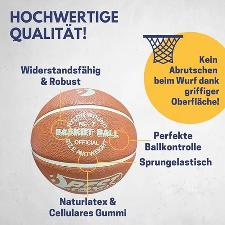 Best Sporting Basketball Größe 7 I unaufgepumpt I robuster Outdoor Basketballs I Naturlatex & cellularem Gummi I Erwachsene & Kinder I leistungsstark & strapazierfähig - Blau – Bild 3