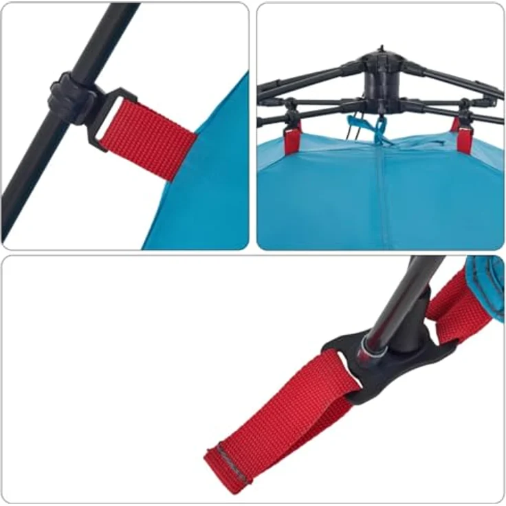 vidaXL Kuppelzelt, wasserdicht und windresistent für 3 Personen, blau, 6 kg, mit Schnellverschluss-System und E-Port – Bild 9