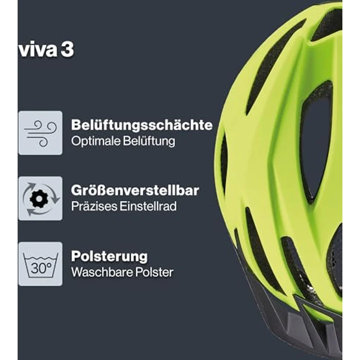 Uvex Viva 3, leichter Fahrradhelm in neon yellow matte, Größen 56-62 cm – Bild 3
