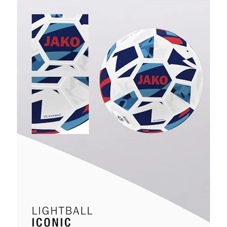 JAKO Lightball Iconic, Fußball Größe 3 (290g) in weiß/Navy/rot, langlebig mit Hybrid-Technologie, 32-Panel-Design für präzises Spielgefühl – Bild 3