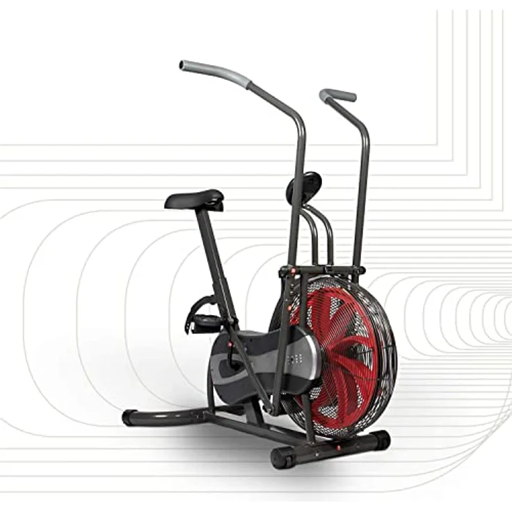 SportPlus Air Bike mit Luftwiderstand und Riemenbremssystem - effizienter HIIT Heimtrainer für Arme und Beine, mit Trainingscomputer, sicher & stabil bis 100kg, kompakte Maße, SP-FB-1000 – Bild 1