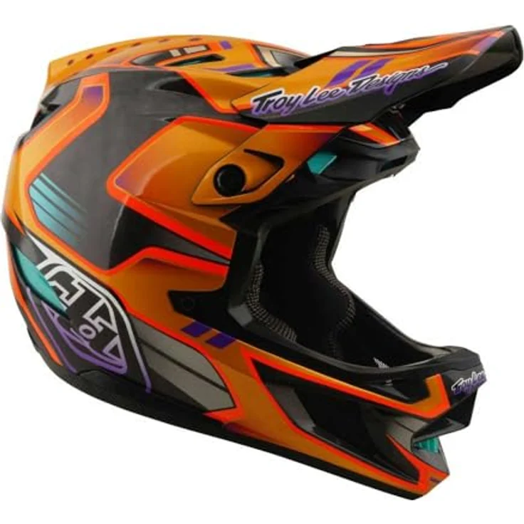 Troy Lee Designs D4 Carbon Downhillhelm, MIPS® C2 Schutzsystem, UD-Carbonfaser-Schale, anatomische 3D-Wangenpolster, orange, Größe M – Bild 6
