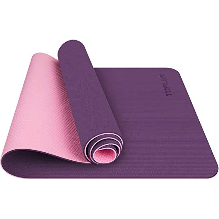TOPLUS Yogamatte, gepolsterte und rutschfeste Gymnastikmatte für Fitness, Pilates & Yoga mit Tragegurt, Lila-Pink – Bild 1